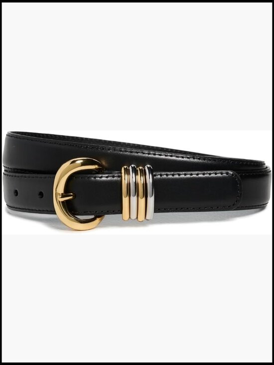 Leather Women\'s Mixed Metal Keeper Belt - Buckle Closure main image 4